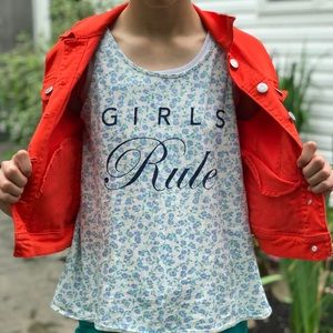 Sleeveless Girls Rule Floral shirt